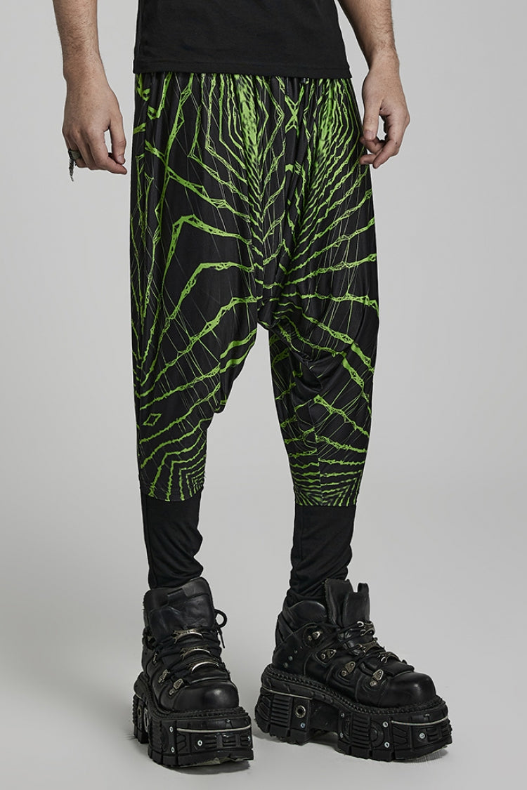 Green Halo Print Men's Sagging Pants - Product - 3