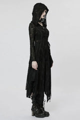 Lace Mesh Irregular Hem Hooded Womens Gothic Coat 2 Colors - Product - 3