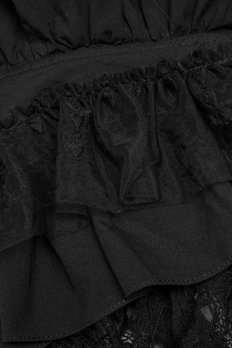 Black Multi-layer Hollow Stitching Lace Women's Gothic T-Shirt - Product - 7