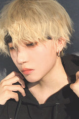 Yellow Aluminium Foil Perm Fluffy Handsome Ouji Wig - Product - 3