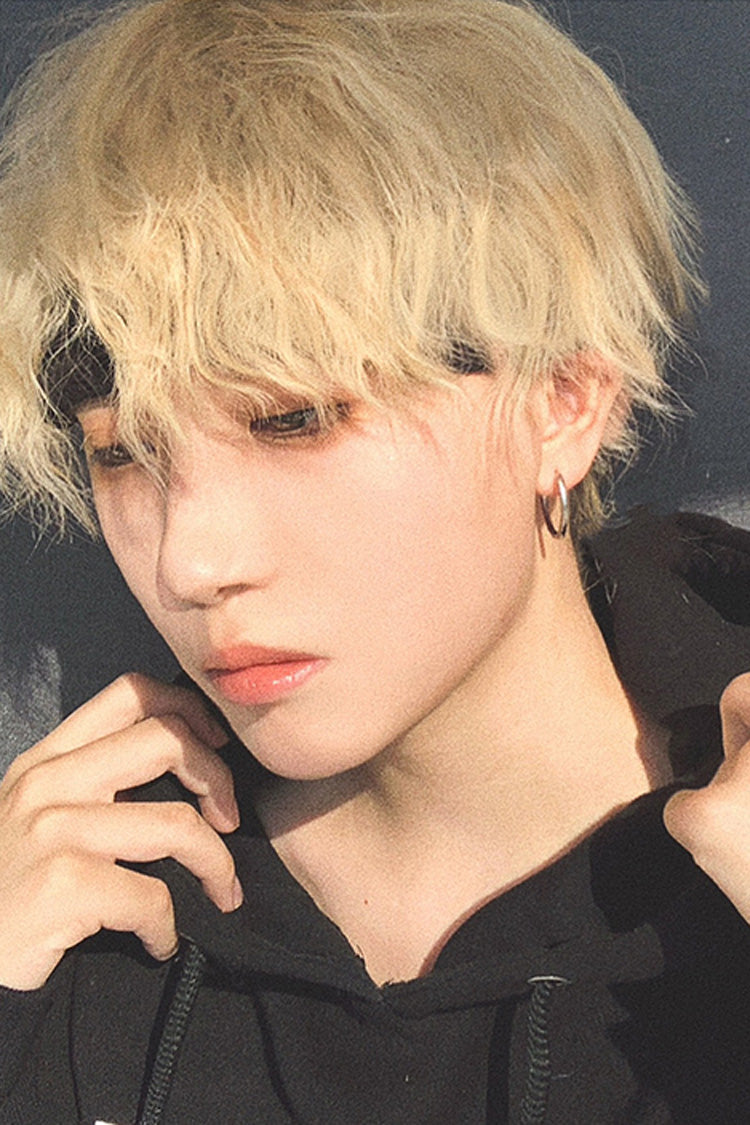 Yellow Aluminium Foil Perm Fluffy Handsome Ouji Wig - Product - 3