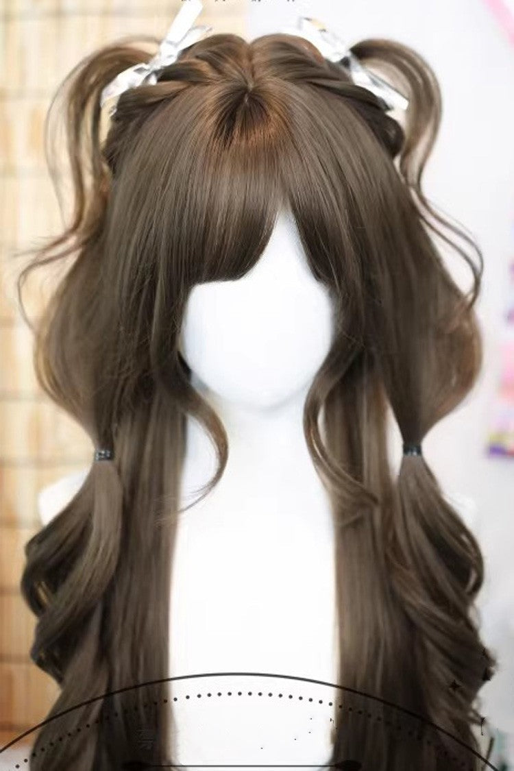 Hazelnut Ash Brown Wispy Air Bangs Soft Curls Sweet Lolita Wig - Product - 2