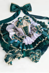 Green/Purple [The Little Mermaid's Tears] Sleeveless Multi-Layered Ruffled Bow Lace-Up Sweet Ballet Lolita Dress - Product - 3