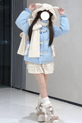[Cute Cat] Long Sleeves Bowknot Hooded Sweet Lolita Coat 2 Colors - Product - 2