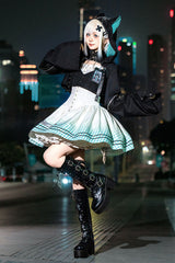 Black/White [Electronic Cat] Print Future Suit Gothic Cool Lolita Dress - Product - 6