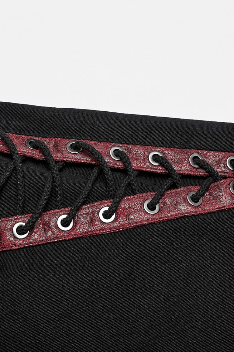 Black Stitching Spider Mesh Ripped Men's Punk Pants - Product - 6