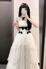 Ivory Free Verse Poetry Ruffle Bowknot Sweet Elegant Princess Lolita Tiered Dress - Product - 5