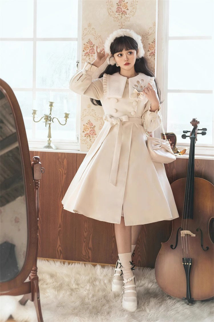 Tulip Long Puff Sleeves Embroidery Slim Sweet Lolita Coat 2 Colors - Product - 2