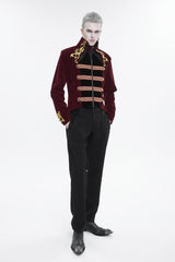 Red Totem Embroidered Swallow Tailed Men's Gothic Coat - Product - 4
