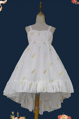 [Feather Snowflake Embroidery] Print Sleeveless Ruffle Bowknot Sweet Lolita Jsk Dress 3 Colors - Product - 12