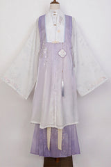 Purple Long Sleeves High Waisted Embroidery Sweet Chinese Style Hanfu Dress Full Set - Product - 8
