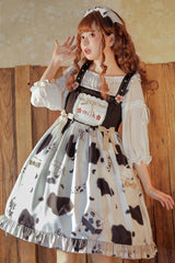 Multi-Color Ruffled Stitching Cow Milk Candy Print Sweet Lolita JSK Dress - Product - 3
