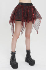 Red Bright Mesh Metal Buckle Decoration Playful And Cute Tutu Short Women's Punk Skirt - Product - 2