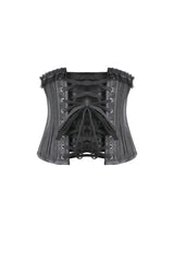 Black Solid Color Sleeveless Lace Lace-Up Women's Punk Underbust Corset - Product - 13