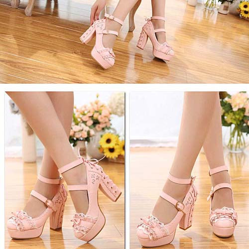 Sweet Princess Lace Bow Sweet Lolita Shoes 3 Colors - Product - 8