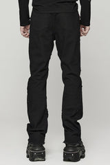 Black Stitching Spider Mesh Ripped Men's Punk Pants - Product - 3