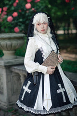 Black Paradise Cross Print Ruffle Sleeveless Gothic Lolita Dress - Product - 4