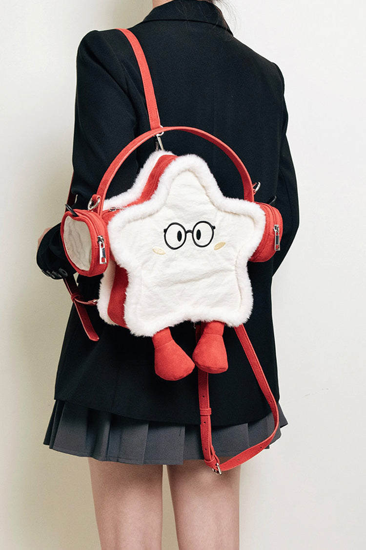 Red/White Headphone Star Cartoon Embroidered Sweet Lolita Backpack Ita Bag - Product - 9