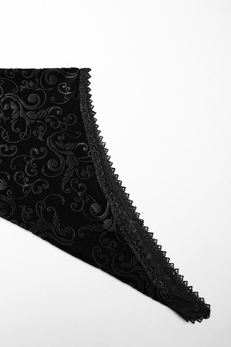 Black V Collar Long Sleeves Hollow Embroidery Lace-Up Women's Gothic Dress - Product - 9