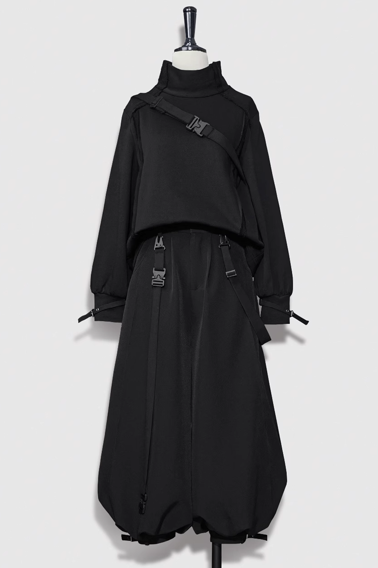 Black Functional Rabbit Cool and Handsome Ouji Lolita Set - Product - 2