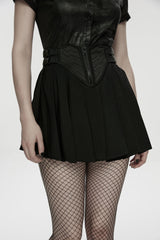 Black Buckled Zippered Pleated Women's Punk Skirt - Product - 6