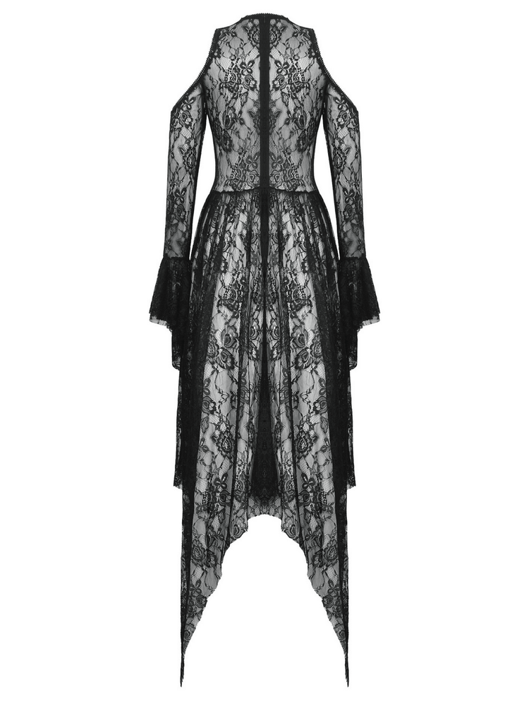 Female Gothic Lace Overlay Maxi Dress with Sleeves - image 5