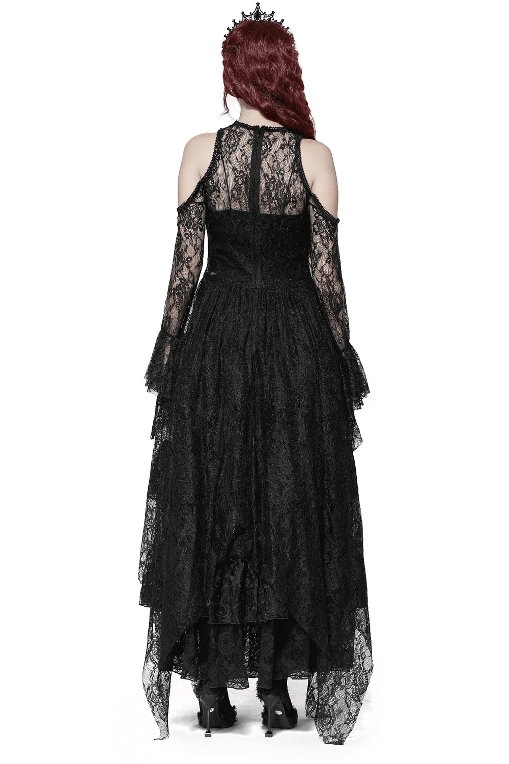 Female Gothic Lace Overlay Maxi Dress with Sleeves - image 2