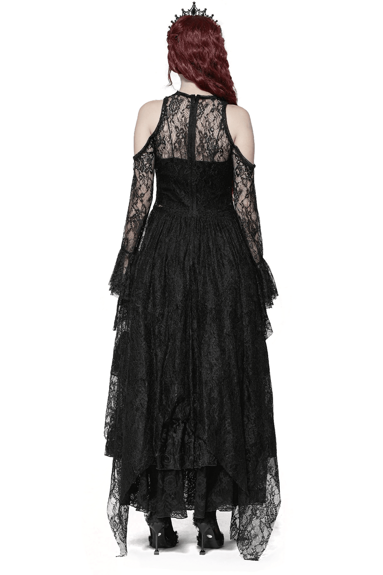 Female Gothic Lace Overlay Maxi Dress with Sleeves - image 2