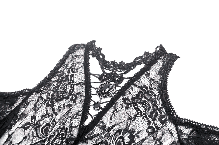 Female Gothic Lace Overlay Maxi Dress with Sleeves - image 6