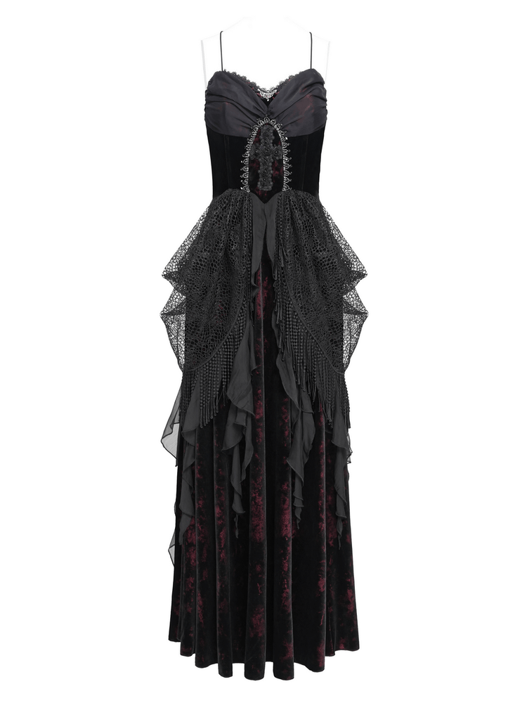 Female Gothic Lace-Up Dress with Ruffled Tulle Layers - image 4