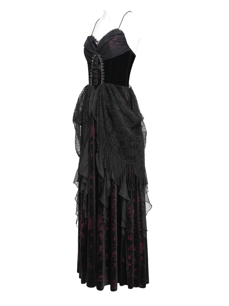 Female Gothic Lace-Up Dress with Ruffled Tulle Layers - image 5