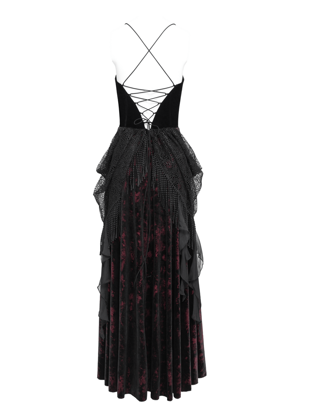 Female Gothic Lace-Up Dress with Ruffled Tulle Layers - image 6