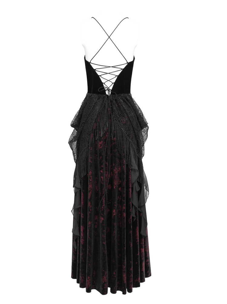 Female Gothic Lace-Up Dress with Ruffled Tulle Layers - image 6