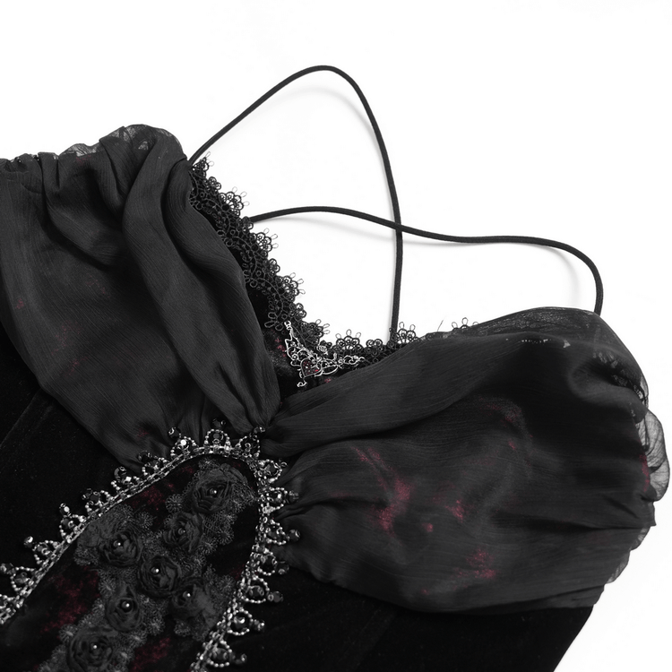 Female Gothic Lace-Up Dress with Ruffled Tulle Layers - image 7