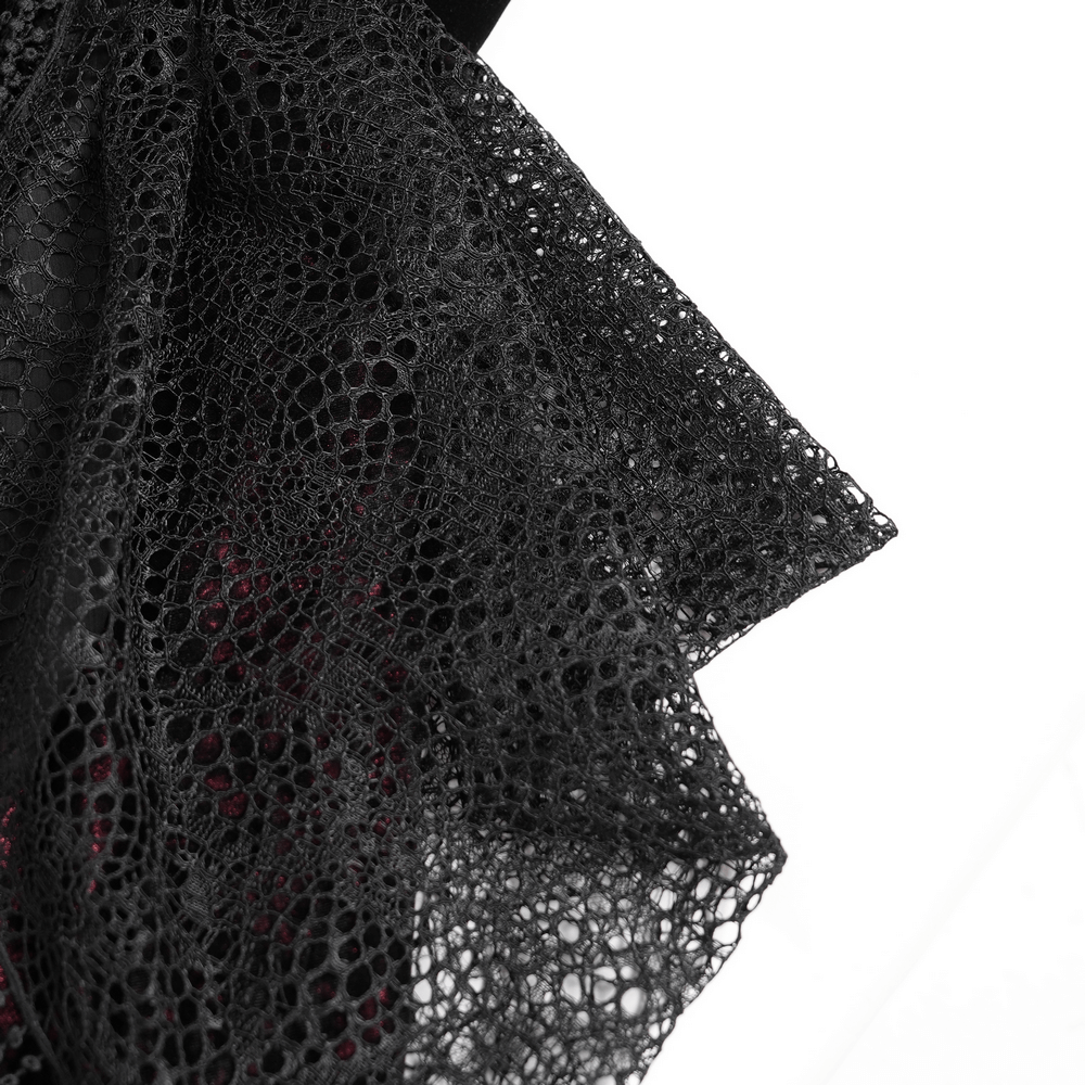 Female Gothic Lace-Up Dress with Ruffled Tulle Layers - image 9