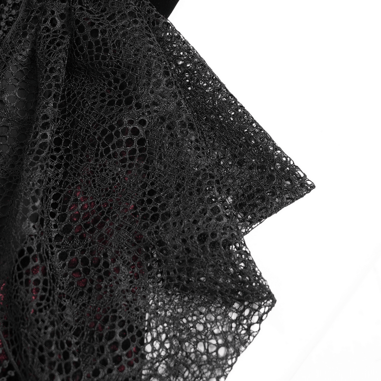 Female Gothic Lace-Up Dress with Ruffled Tulle Layers - image 9