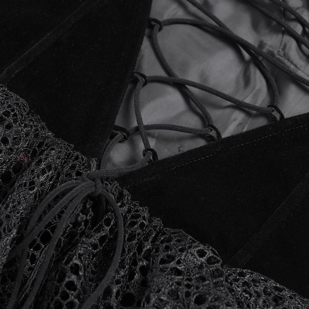 Female Gothic Lace-Up Dress with Ruffled Tulle Layers - image 10