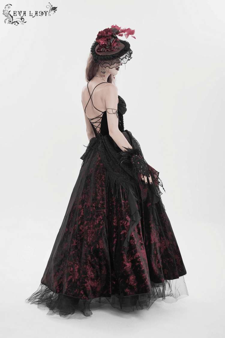 Female Gothic Lace-Up Dress with Ruffled Tulle Layers - image 16