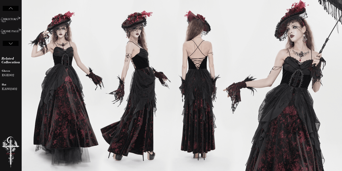 Female Gothic Lace-Up Dress with Ruffled Tulle Layers - image 20