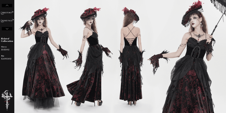 Female Gothic Lace-Up Dress with Ruffled Tulle Layers - image 20