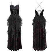 Female Gothic Lace-Up Dress with Ruffled Tulle Layers - image 3