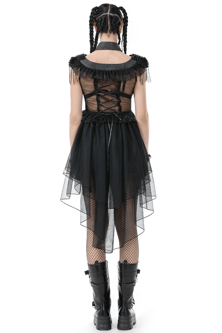 Female Lace-Up Tiered Tulle Dress with Ruffled Details - image 2