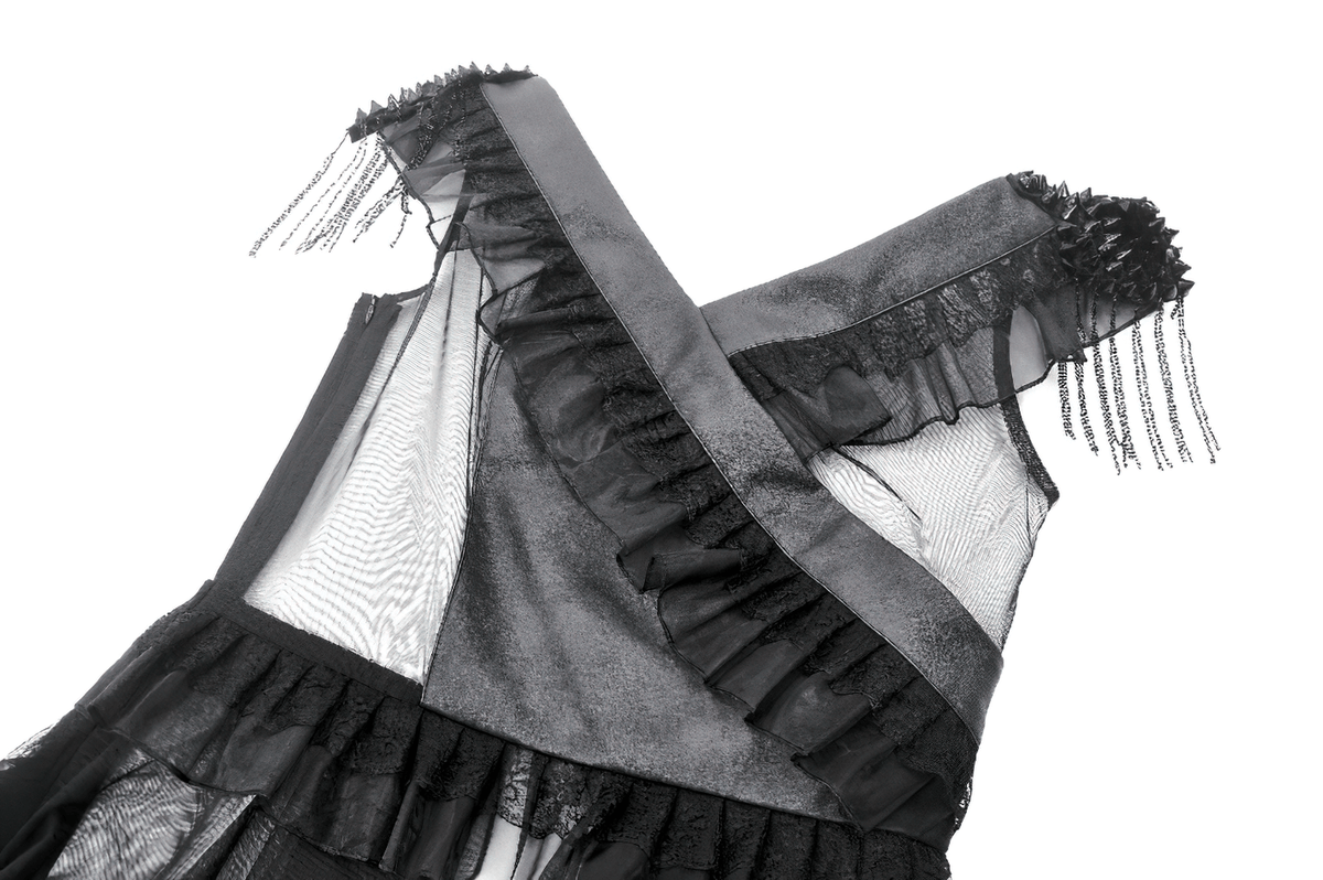 Female Lace-Up Tiered Tulle Dress with Ruffled Details - image 6