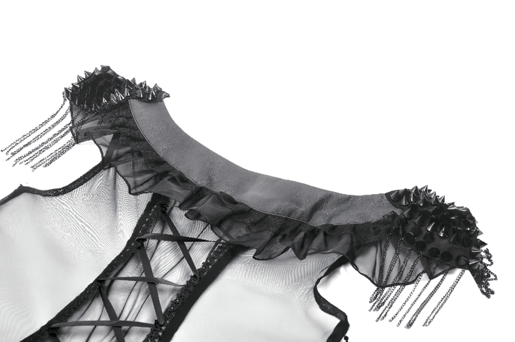 Female Lace-Up Tiered Tulle Dress with Ruffled Details - image 7