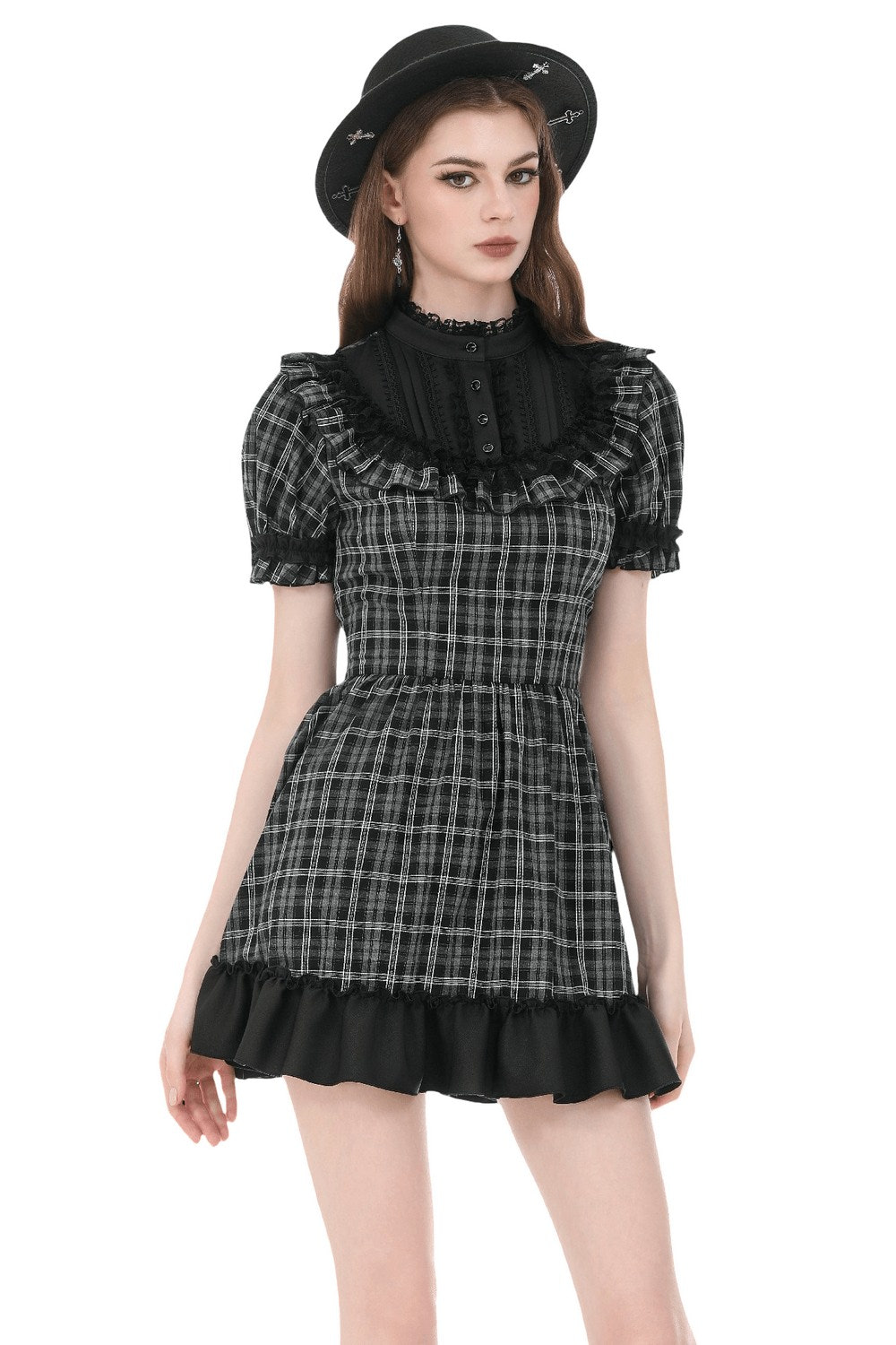 レースのRuffleのトリムおよびリボンが付いている女性のプライドLolitaの服 商品画像