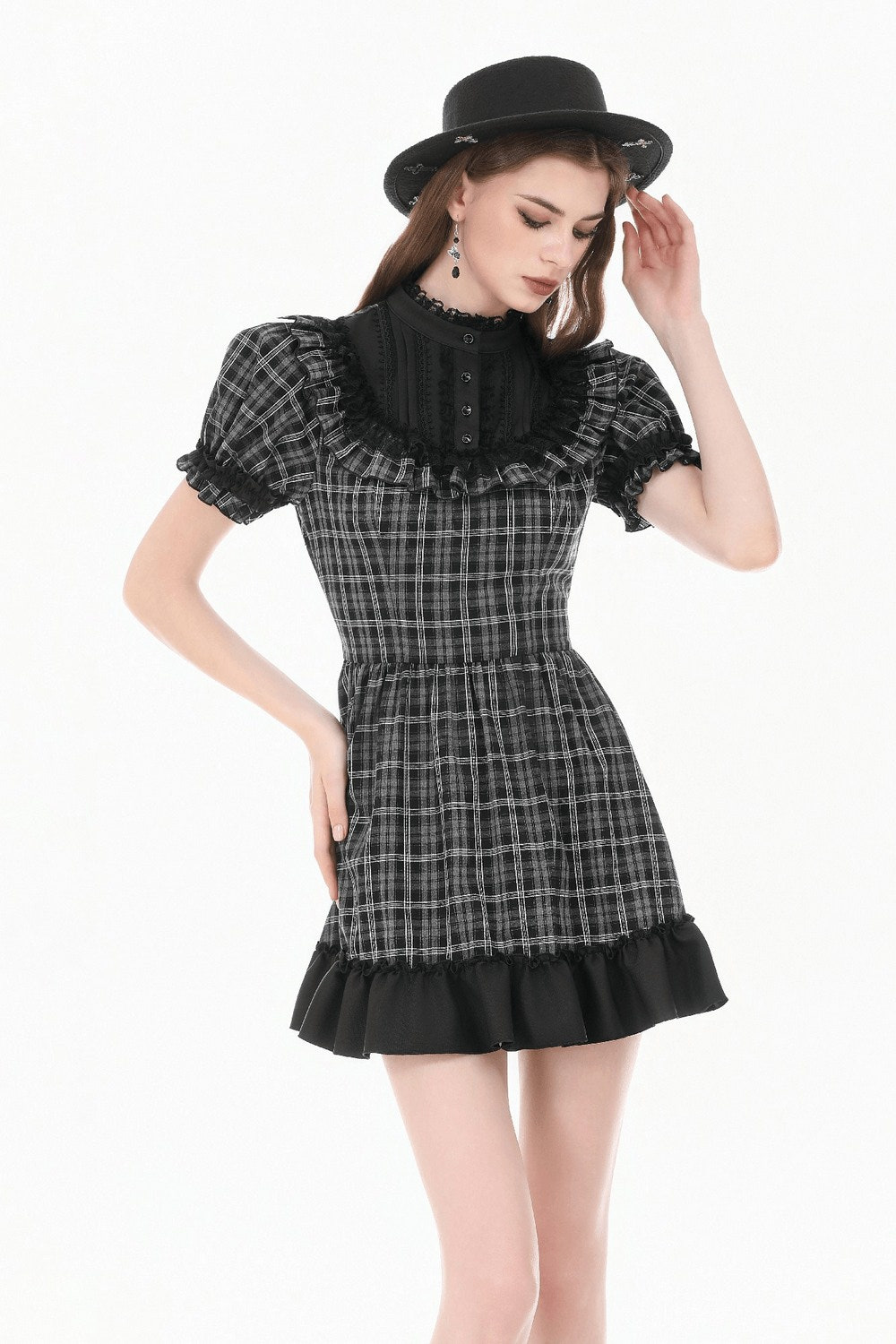 レースのRuffleのトリムおよびリボンが付いている女性のプライドLolitaの服 商品画像