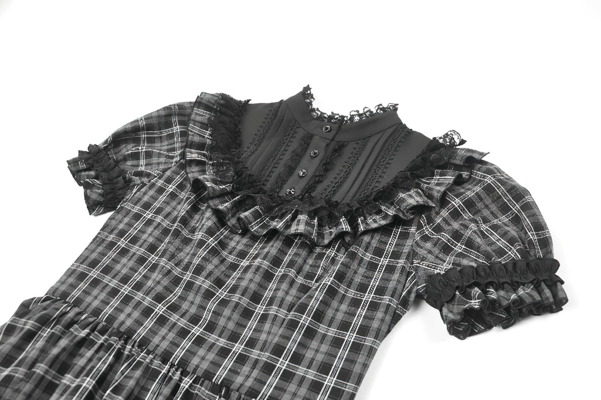 レースのRuffleのトリムおよびリボンが付いている女性のプライドLolitaの服 商品画像