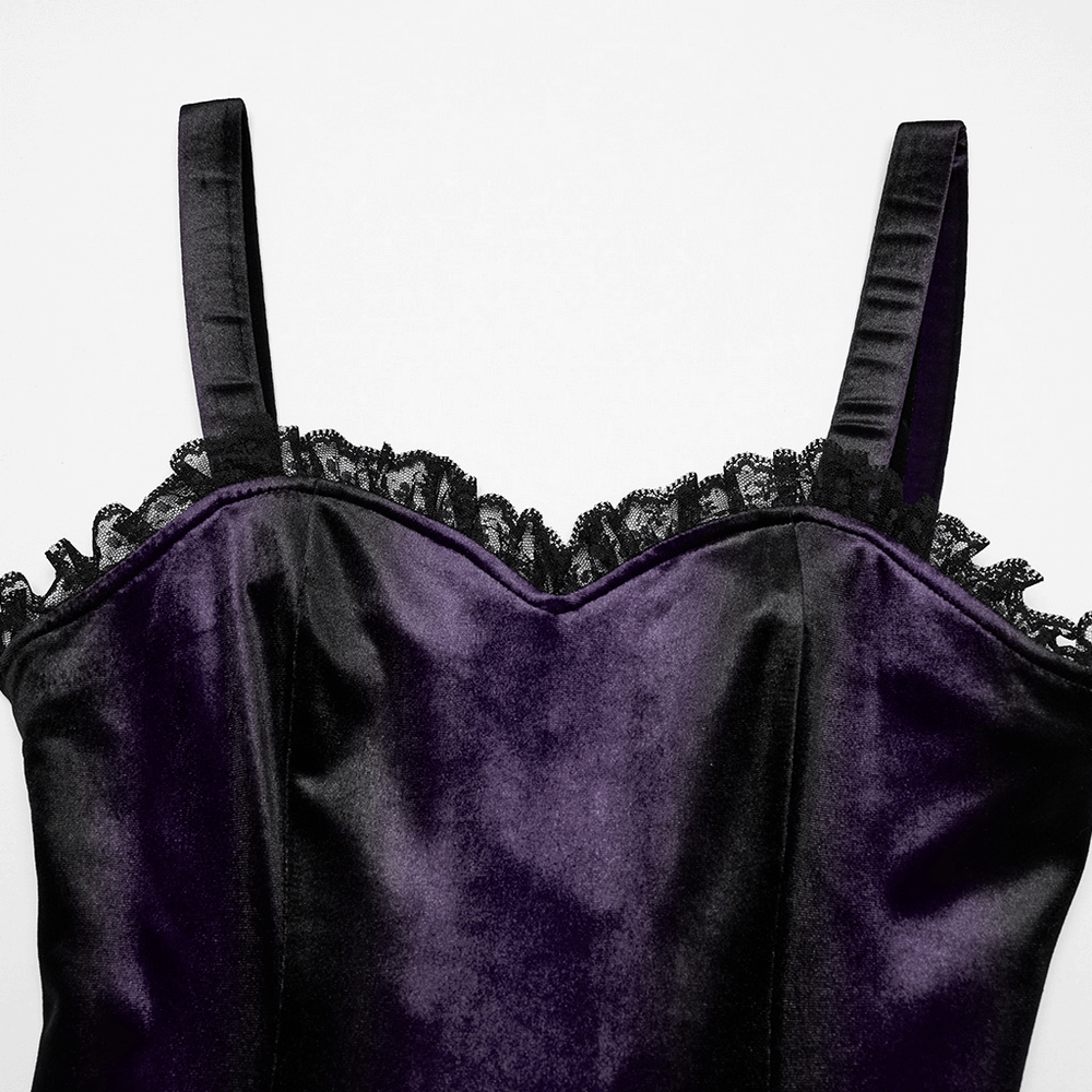 Female Sleeveless Velvet Dress with Lace and Ruffle Hem - image 8