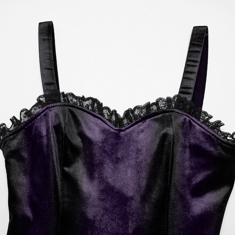 Female Sleeveless Velvet Dress with Lace and Ruffle Hem - image 8