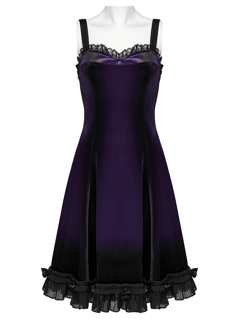 Female Sleeveless Velvet Dress with Lace and Ruffle Hem - image 4